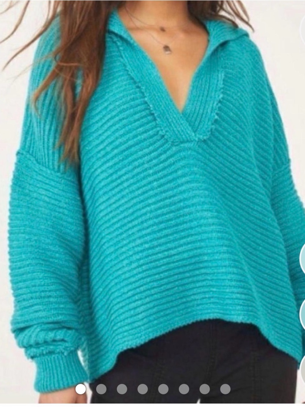 Free People Marlie Teal Ribbed Slouchy Sweater Size Medium.